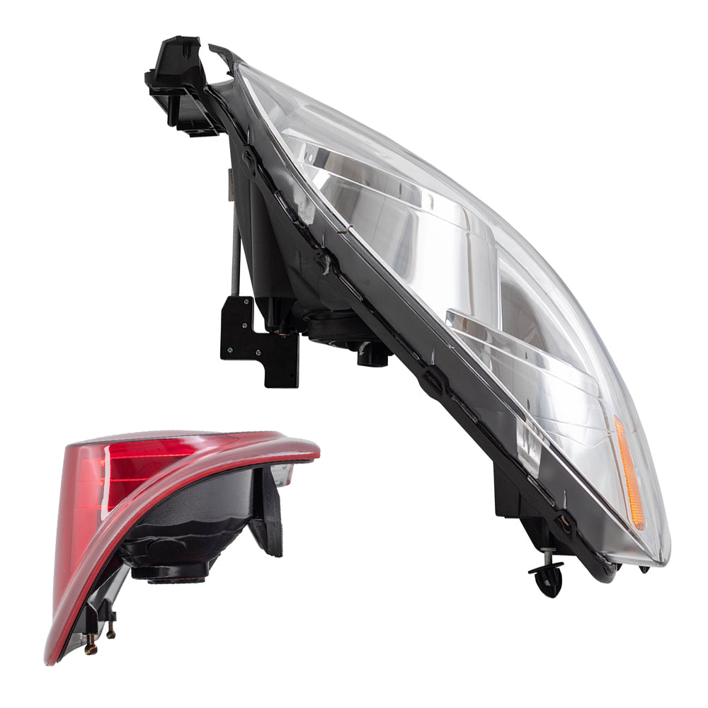 Brock Replacement Headlights and Tail Lights Compatible with 2007-2008 1500 2007-2009 2500/3500 Pickup Truck