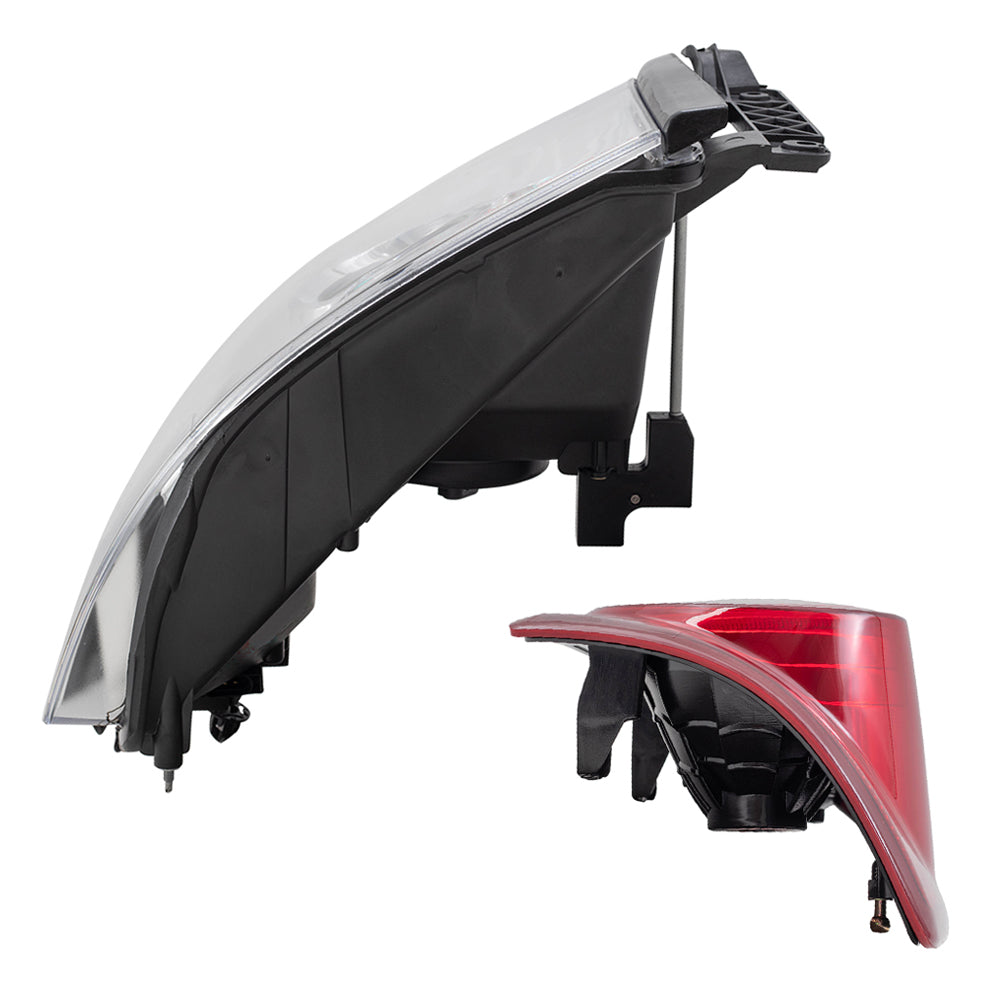 Brock Replacement Headlights and Tail Lights Compatible with 2007-2008 1500 2007-2009 2500/3500 Pickup Truck
