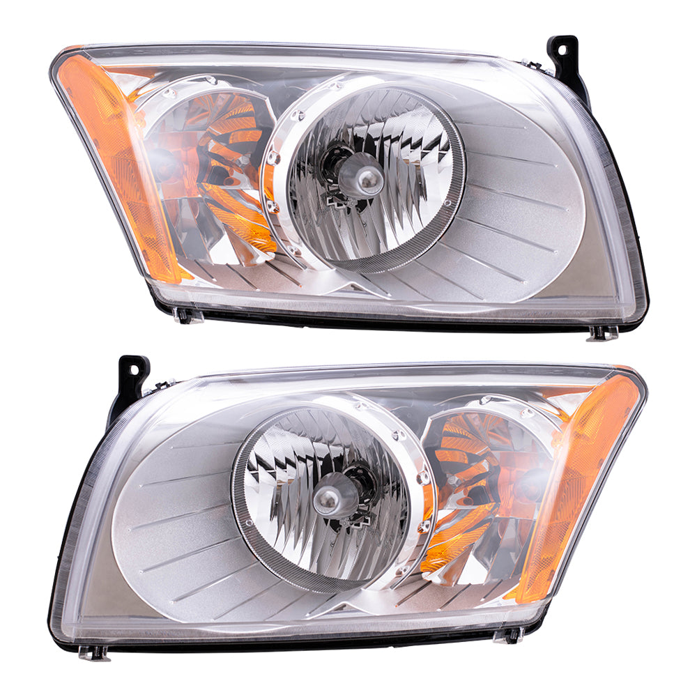 Brock Replacement Set Driver and Passenger Headlights Compatible with 2007-2012 Caliber 5303739AJ 5303738AJ