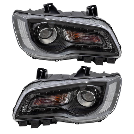 Headlight for 2015-2017 300 w/ Black Bezel 68214383AD Set