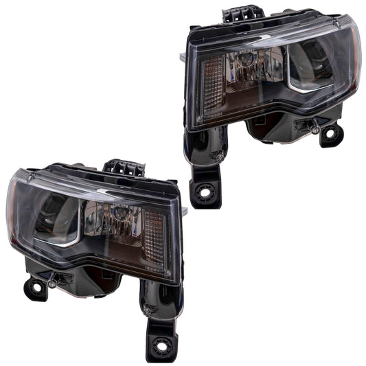 CAPA Headlight for 2017-2021 Grand Cherokee w/ Black Bezel 2022-2022 Grand Cherokee WK Set
