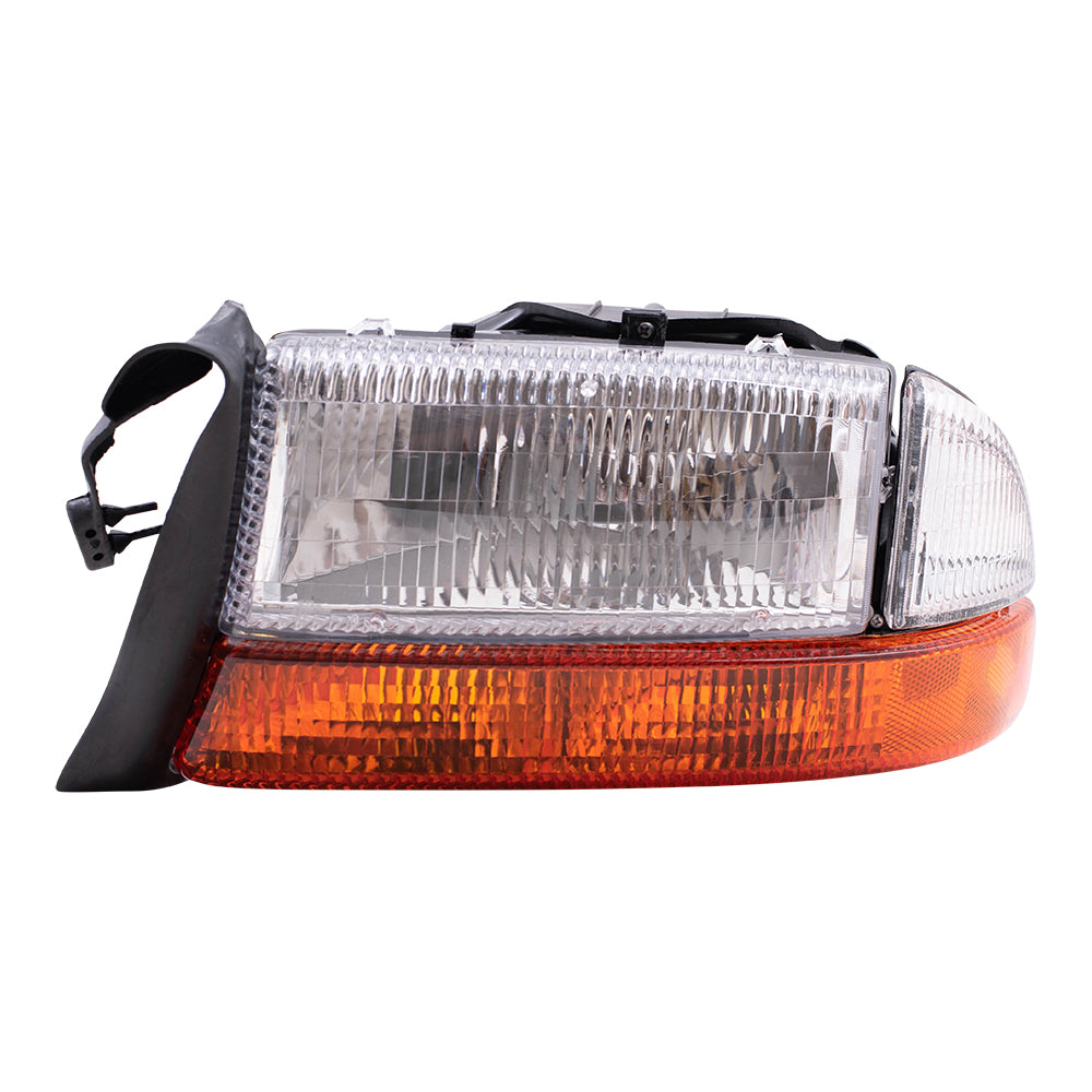 Brock Replacement Driver Composite Headlight with Park Signal Lamp Compatible with 1997 Dakota 1998 Durango 5011407AA