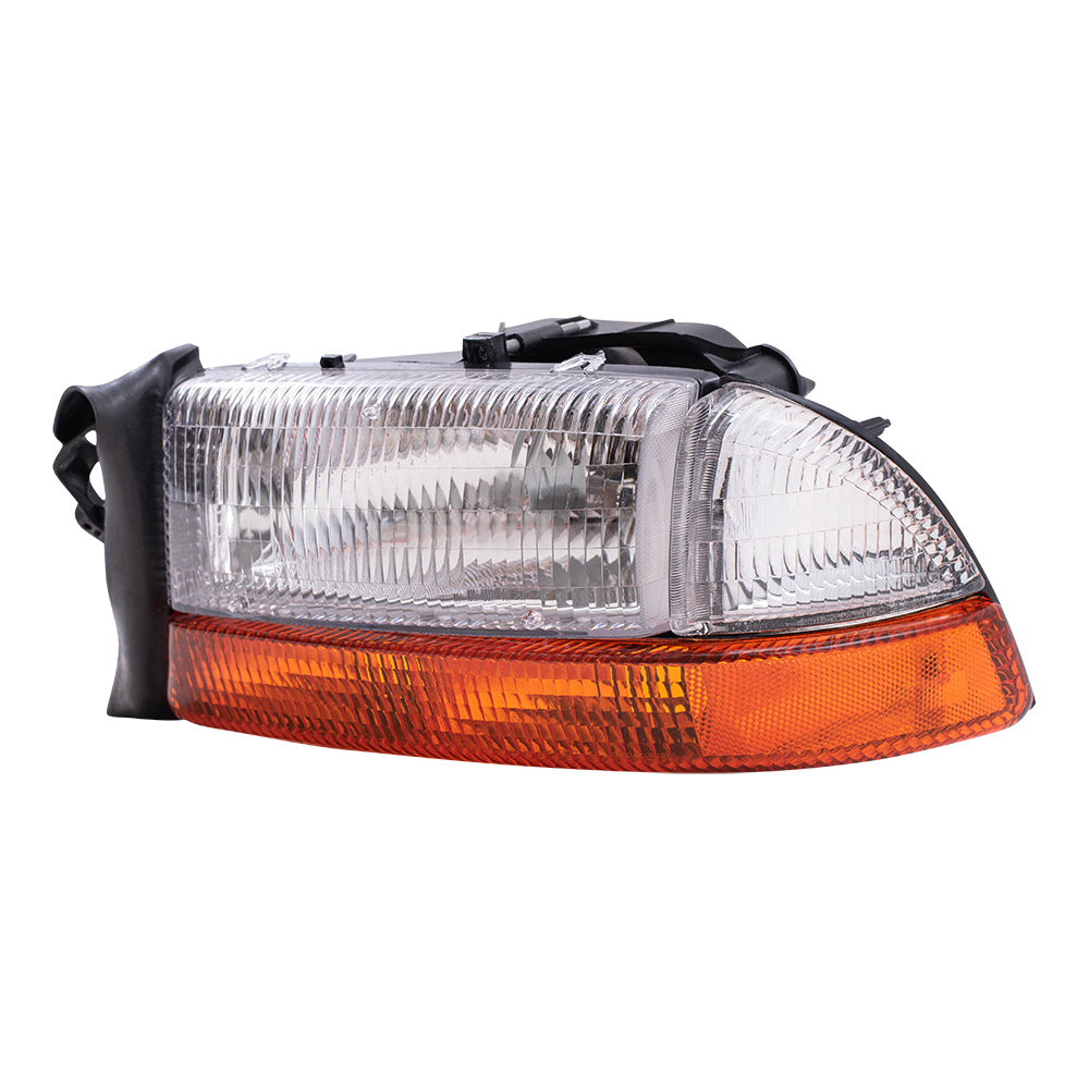 Brock Replacement Driver Composite Headlight with Park Signal Lamp Compatible with 1997 Dakota 1998 Durango 5011407AA