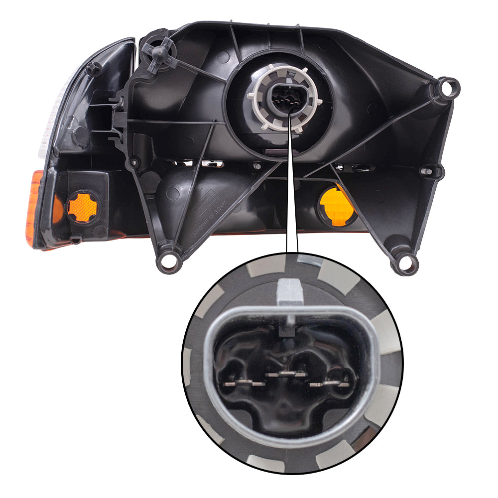 Brock Replacement Driver Composite Headlight with Park Signal Lamp Compatible with 1997 Dakota 1998 Durango 5011407AA