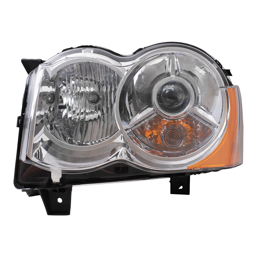 Brock Replacement Set Driver and Passenger HID Headlights Compatible with 2008-2010 Grand Cherokee 55157485AG 55157484AH