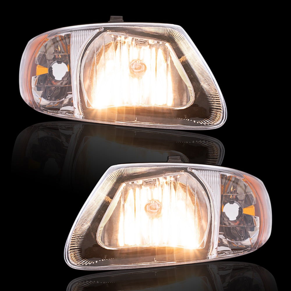 Brock Replacement Halogen Combination Headlight Set Compatible with 01-07 Caravan and Grand Caravan 01-04 Town & Country 05-07 Town & Country with 113" Wheelbase
