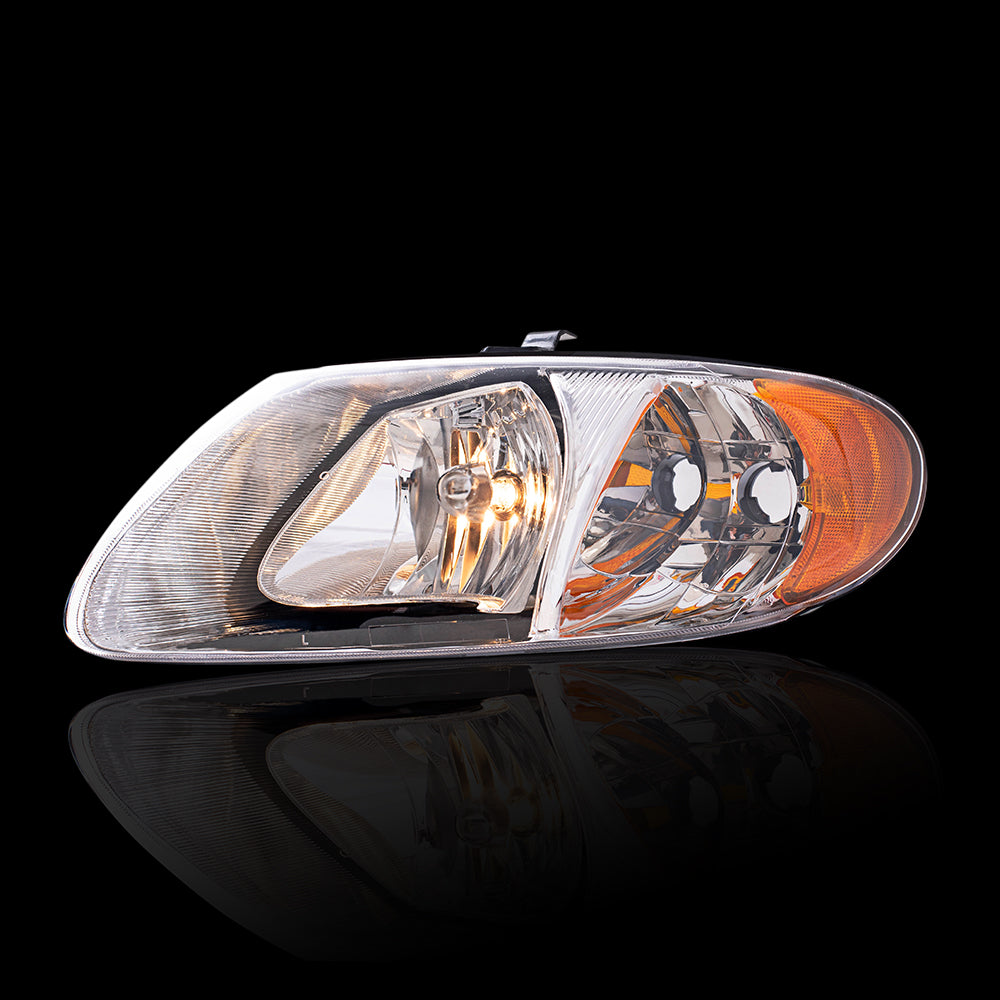 Brock Replacement Halogen Combination Headlight Set Compatible with 01-07 Caravan and Grand Caravan 01-04 Town & Country 05-07 Town & Country with 113" Wheelbase