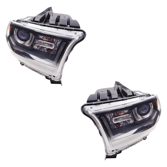 Headlight for 2014-2015 Durango w/ Black Bezel Daytime Running Light 55112969AI Set CH2502304
