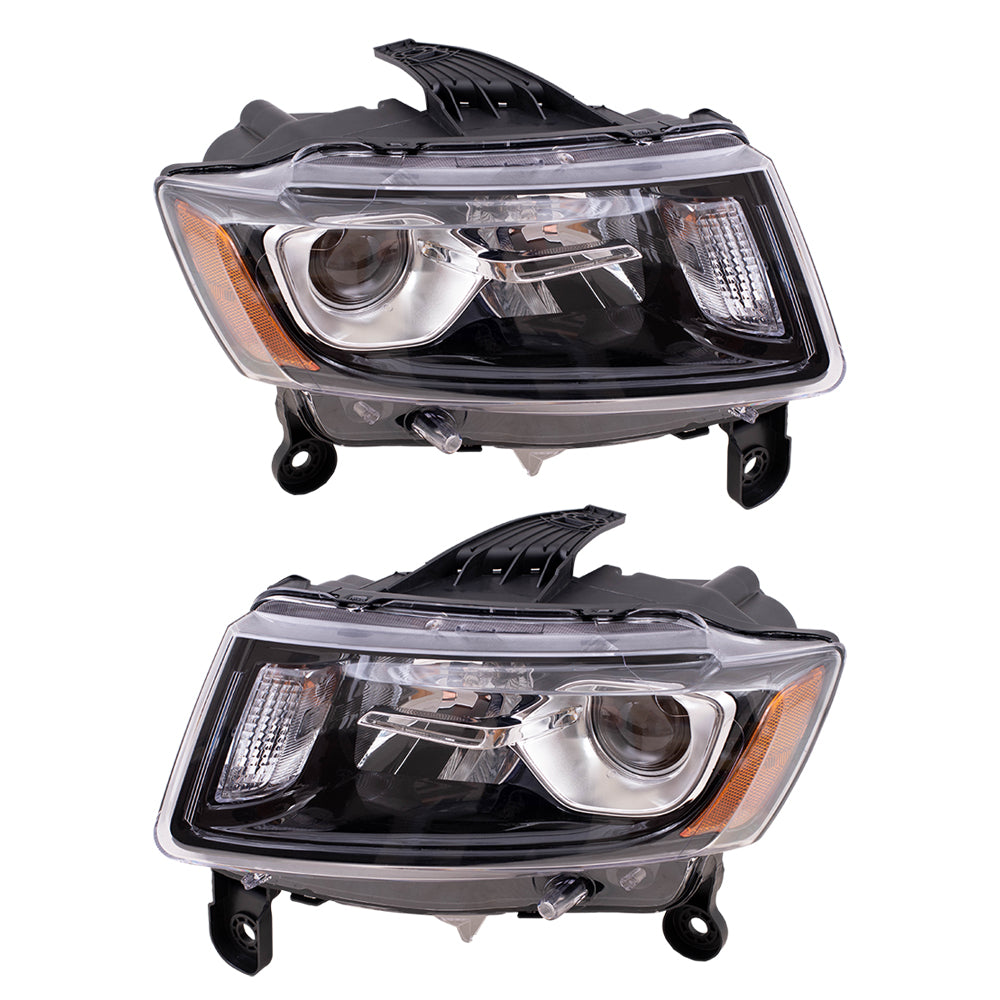 Headlight for 2014-2016 Grand Cherokee w/ Black Bezel 68236109AE Set