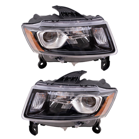 Headlight for 2014-2016 Grand Cherokee w/ Black Bezel 68236109AE Set