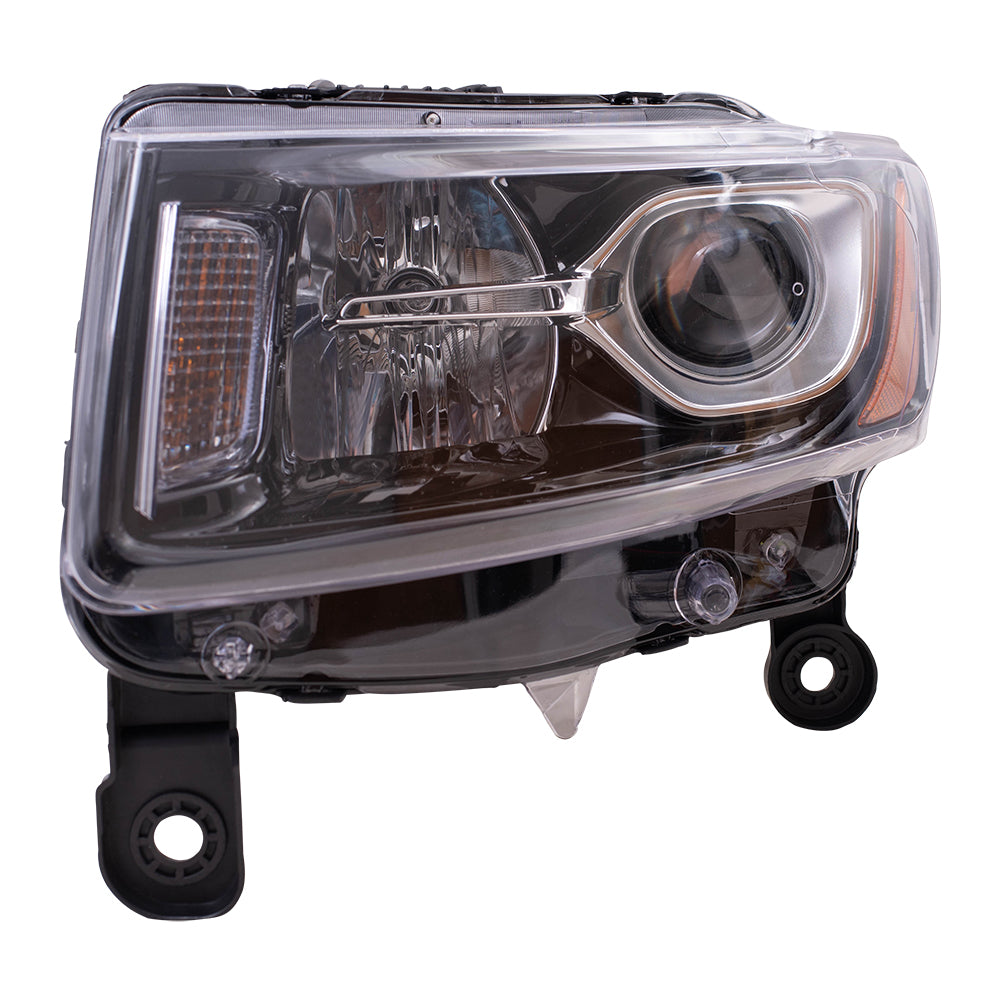 Brock Aftermarket Replacement Driver Left Halogen Combination Headlight Assembly With Black Bezel
