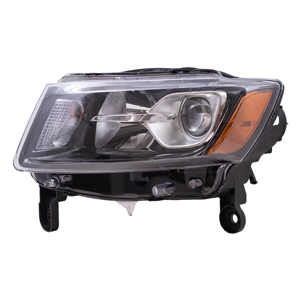 Brock Aftermarket Replacement Driver Left Halogen Combination Headlight Assembly With Black Bezel