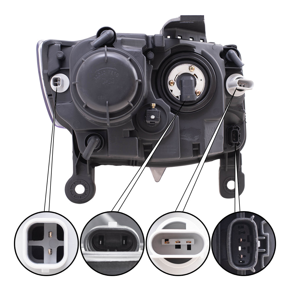 Brock Aftermarket Replacement Driver Left Halogen Combination Headlight Assembly With Black Bezel