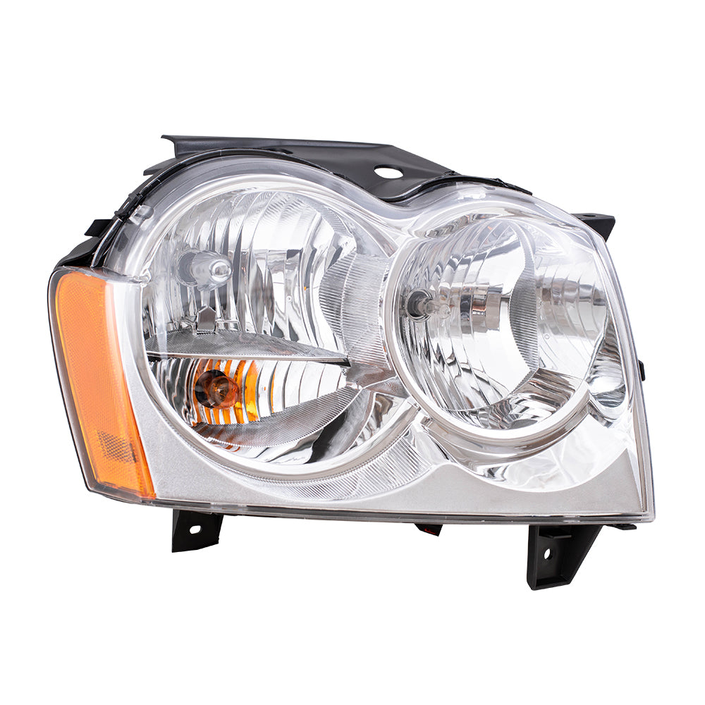 Brock Replacement Passenger Headlight Compatible with 2005-2007 Grand Cherokee 55156350AK