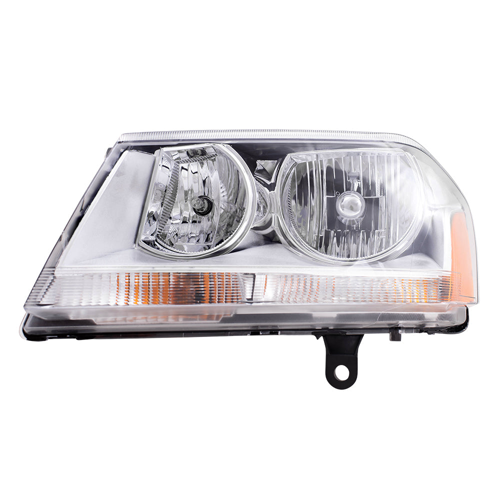 Brock Replacement Driver Halogen Headlight with Chrome Bezel Compatible with 2008-2014 Avenger 5116203AE