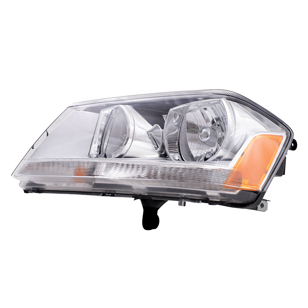 Brock Replacement Driver Halogen Headlight with Chrome Bezel Compatible with 2008-2014 Avenger 5116203AE