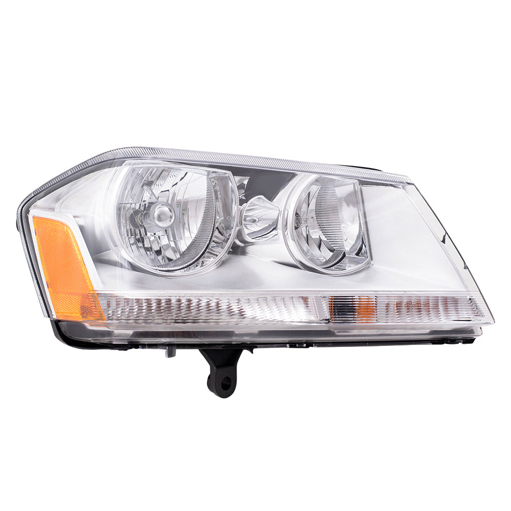 Brock Replacement Passenger Halogen Headlight with Chrome Bezel Compatible with 2008-2014 Avenger 5116342AB