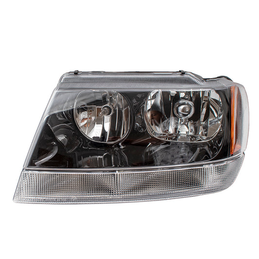 Headlight for 1999-2004 Grand Cherokee Smoked Bezel-Clear Park Light From 1/02 55155129AJ Left CH2502138