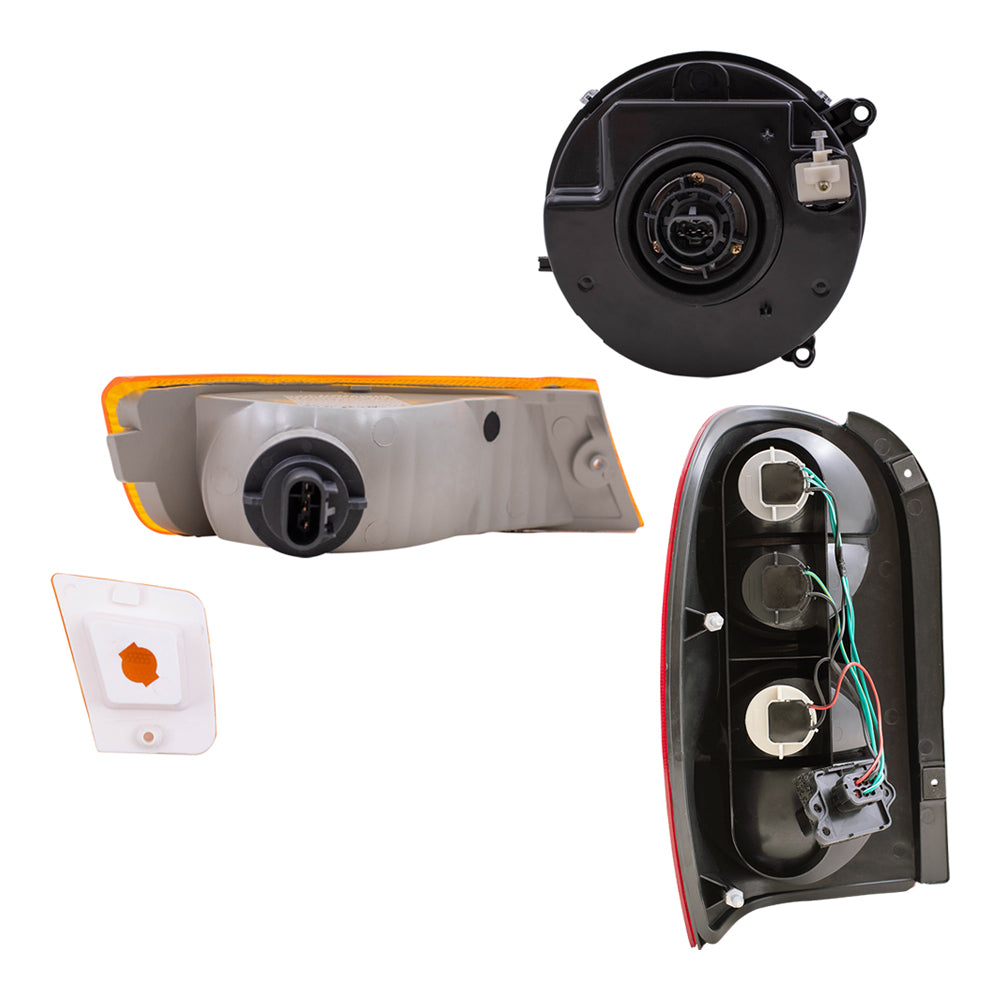 Brock Replacement Headlights Park Signal Lights and Tail Lights Set Compatible with 2005 2006 2007 Liberty