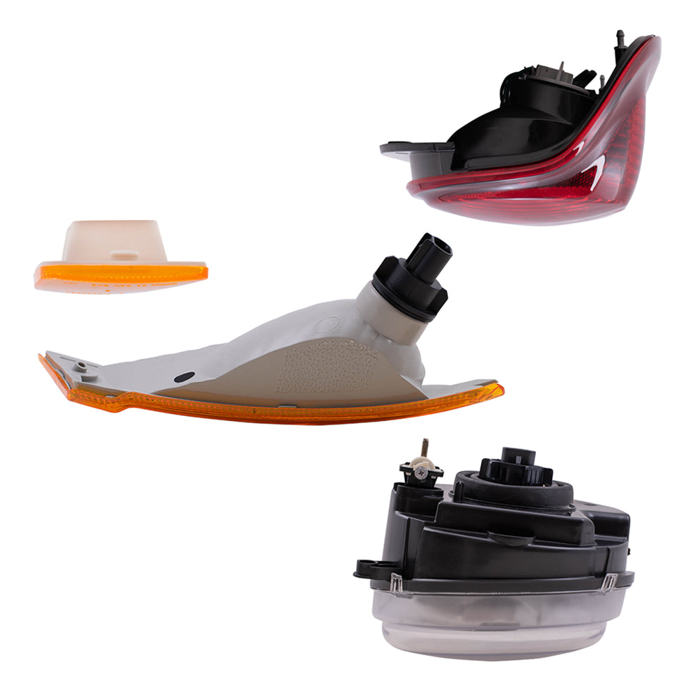 Brock Replacement Headlights Park Signal Lights and Tail Lights Set Compatible with 2005 2006 2007 Liberty