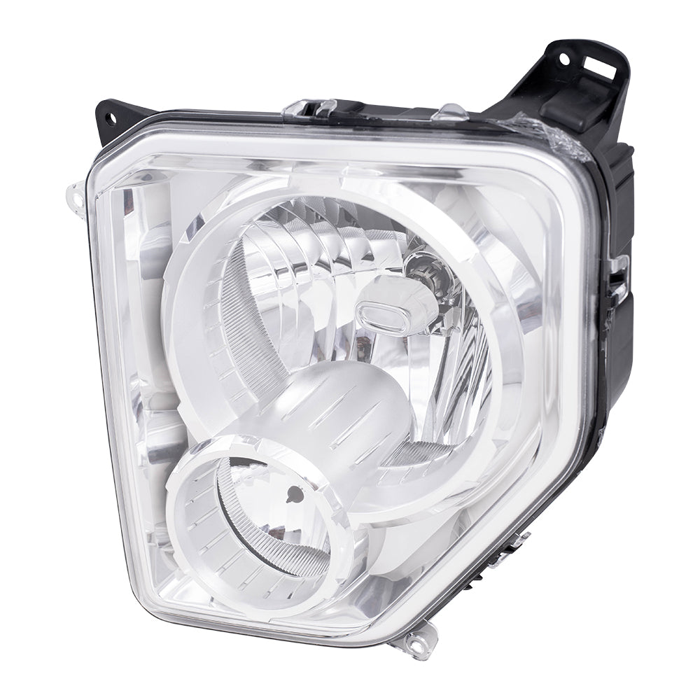 Brock Aftermarket Replacement Passenger Left Halogen Combination Headlight Assembly With Fog Light Chrome Bezel Compatible With 2008-2012 Jeep Liberty