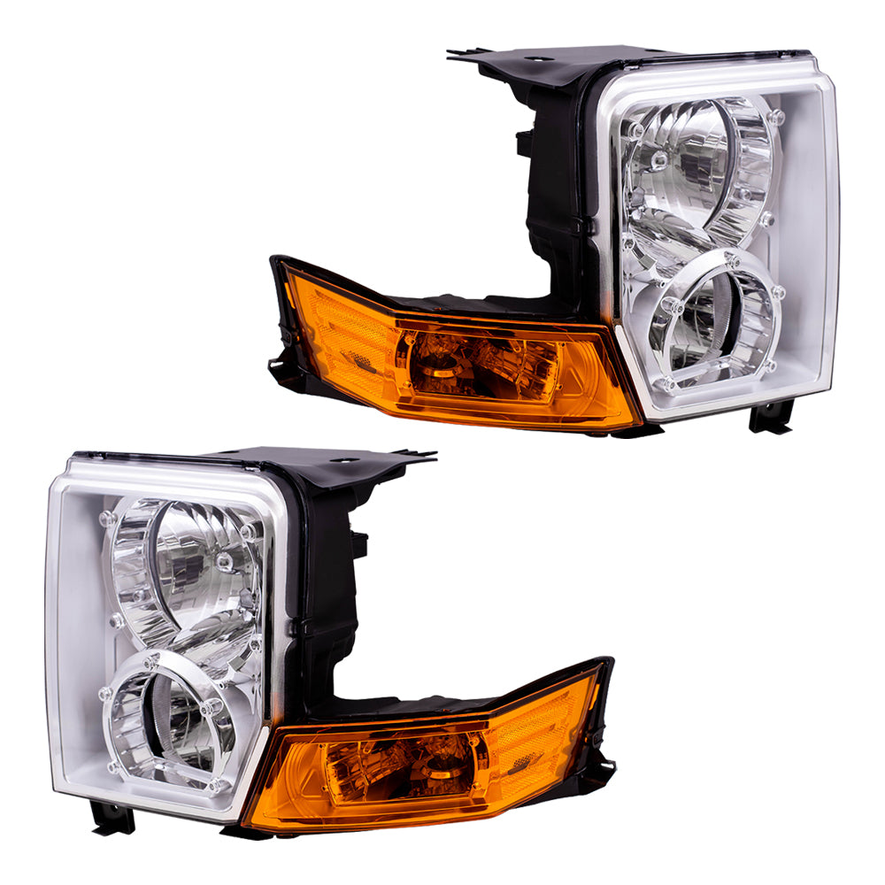 Brock Replacement Set Driver and Passenger Halogen Headlight Compatible with 2006-2010 Commander 55396537AI 55396536AI