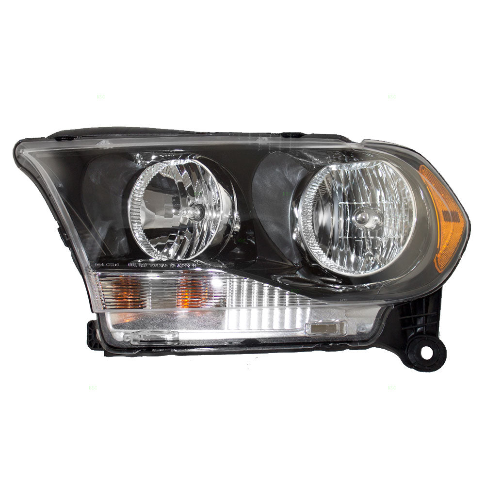 Brock Replacement Driver Halogen Combination Headlight with Black Bezel Compatible with 2011-2013 Durango 68084077AB