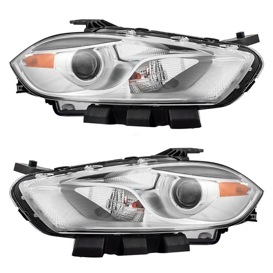 Headlight for 2013-2015 Dart w/ Chrome Trim 68081389AL Set