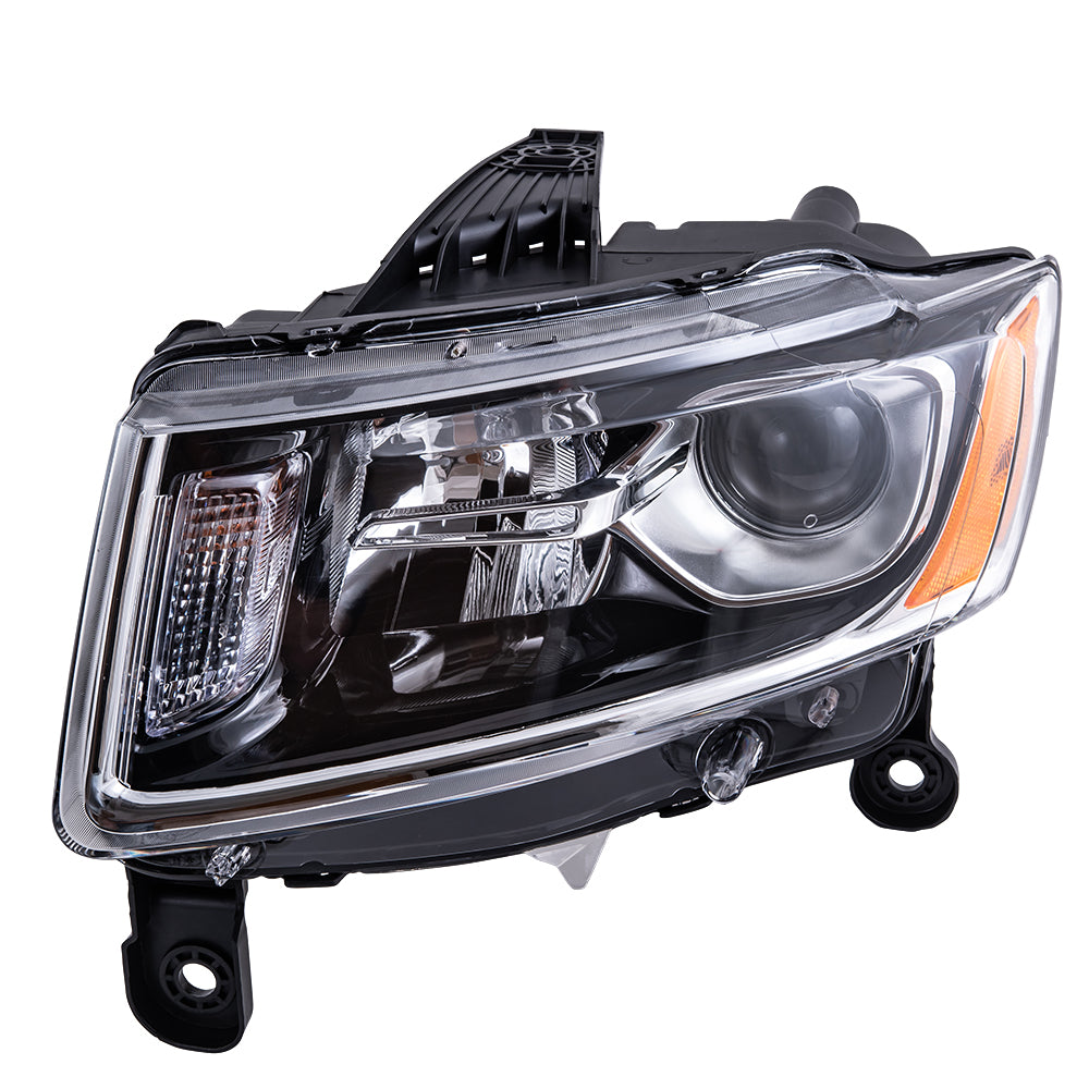 Brock Aftermarket Replacement Driver Left Halogen Combination Headlight Assembly With Chrome Bezel CAPA Certified