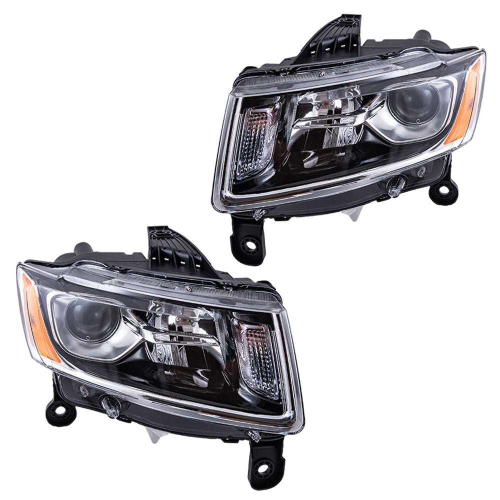 CAPA Headlight for 2014-2016 Grand Cherokee w/ Chrome Bezel Set