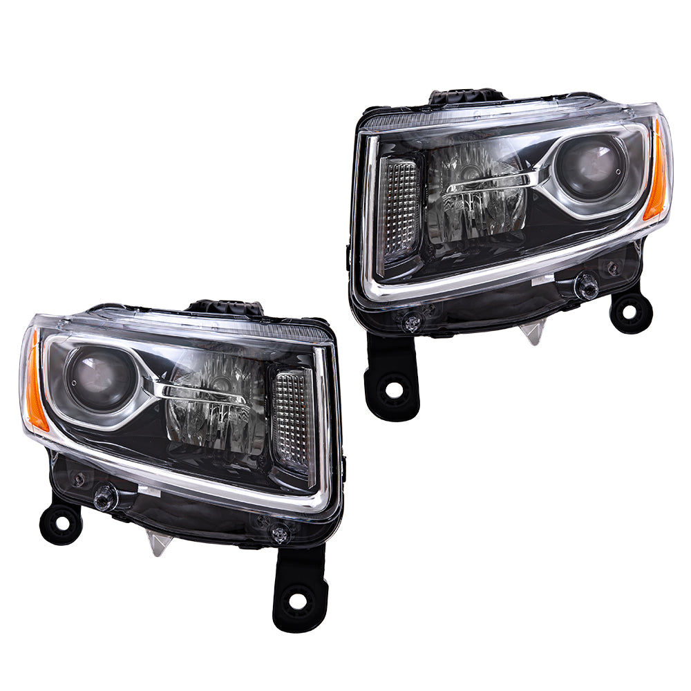 CAPA Headlight for 2014-2016 Grand Cherokee w/ Chrome Bezel Set