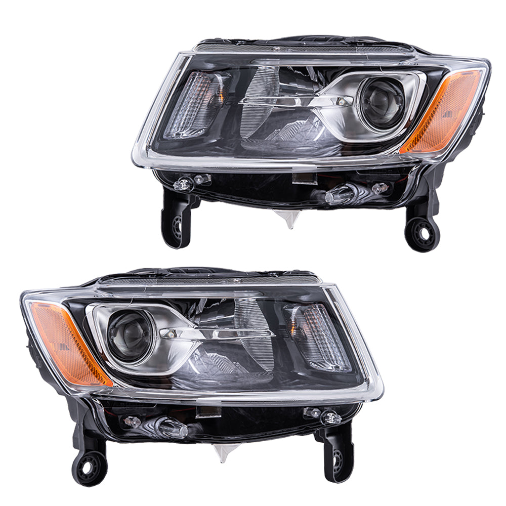 CAPA Headlight for 2014-2016 Grand Cherokee w/ Chrome Bezel Set