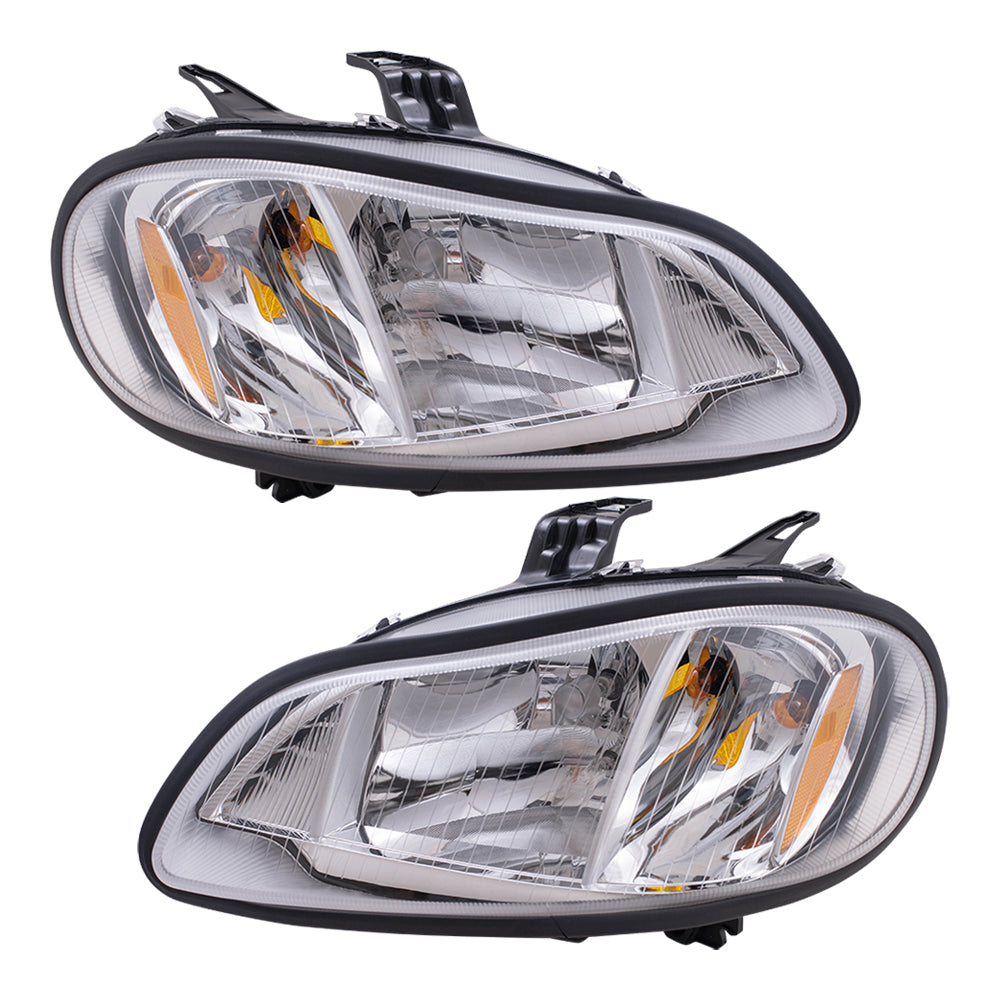 Brock Replacement Driver and Passenger Halogen Headlight Lenses Compatible with 2002-2019 M2 and 2004-2009 SAF-T-LINER C2 A06-75732-004 A06-75732-005