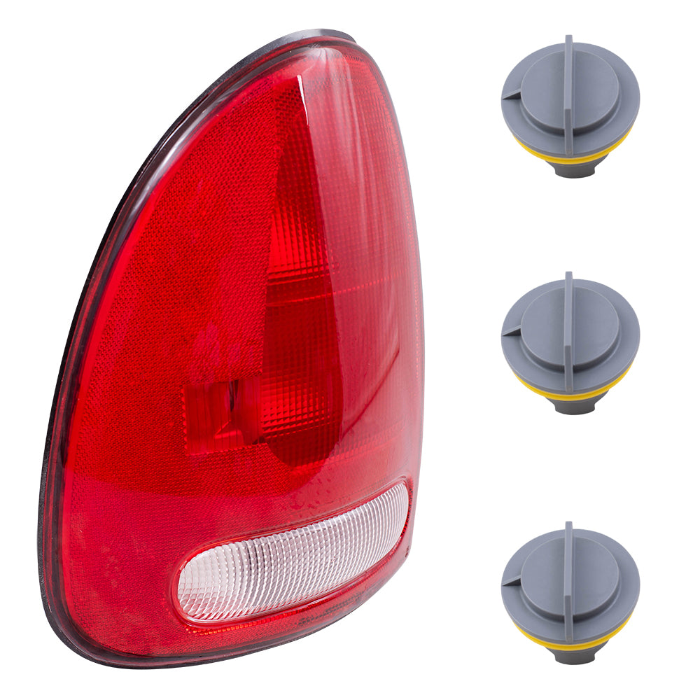 Brock Replacement Tail Light W/Circuit Board & Tail Light Bulb Sockets W/O Bulbs 4 Piece Set Compatible with 96-00 Town & Country/Caravan/Grand Caravan/Voyager/Grand Voyager 98-03 Durango