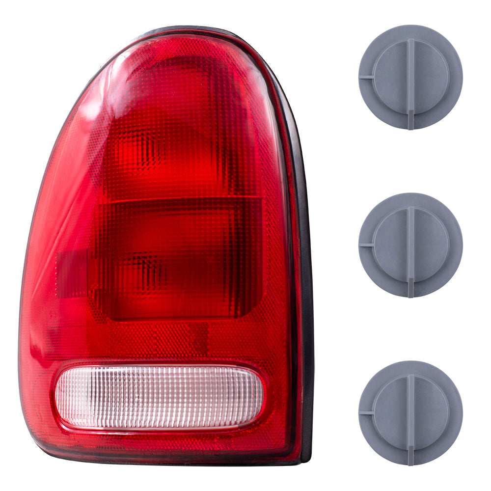 Brock Replacement Tail Light W/Circuit Board & Tail Light Bulb Sockets W/O Bulbs 4 Piece Set Compatible with 96-00 Town & Country/Caravan/Grand Caravan/Voyager/Grand Voyager 98-03 Durango