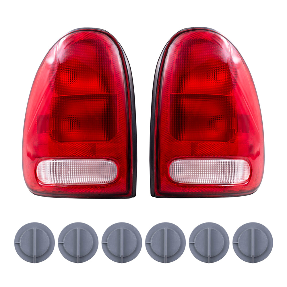 Brock Replacement Tail Lights W/Circuit Board & Tail Light Bulb Sockets W/O Bulbs 8 Piece Set Compatible with 96-00 Town & Country/Caravan/Grand Caravan/Voyager/Grand Voyager 98-03 Durango