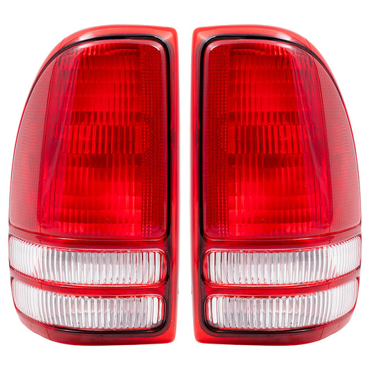 Brock Replacement Set Driver and Passenger Taillights Compatible with 1997-2004 Dakota Pickup Truck 55055113 55055112