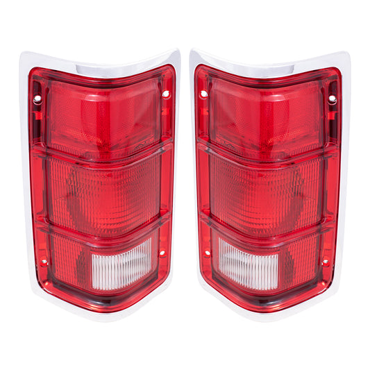 Brock Replacement Set Driver and Passenger Taillights with Chrome Bezel Compatible with 1988-1992 Dakota Pickup Truck 4482577 4482576