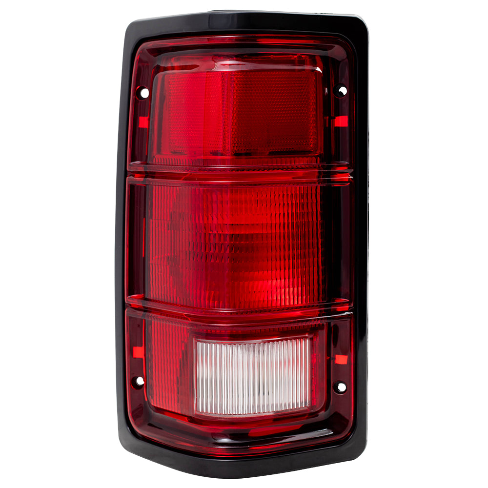 Brock Replacement Driver Taillight with Black Bezel Compatible with 1981-1993 Pickup Truck 55076439