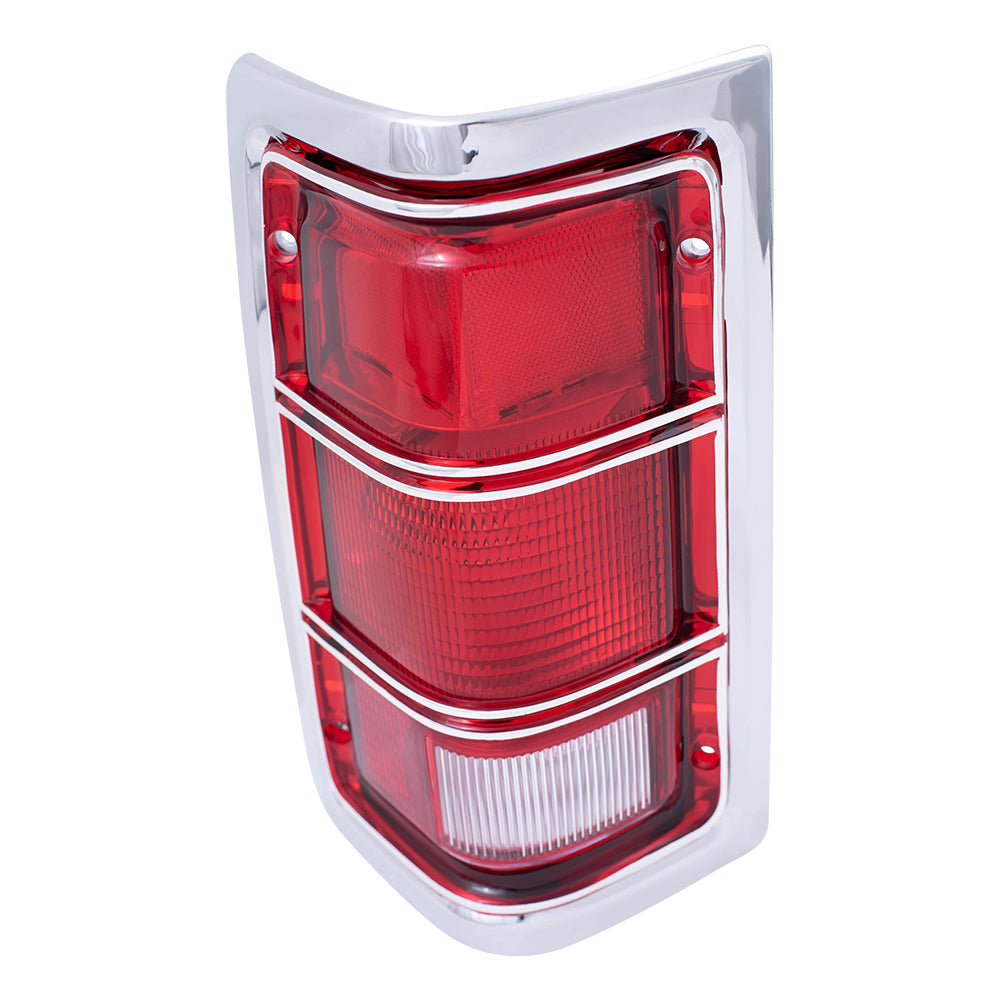 Brock Replacement Driver Taillight Chrome Trim and Housing Compatible with 1981-1993 Pickup charger 4163151