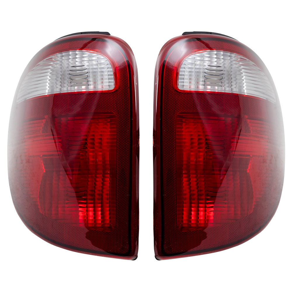 Brock Replacement Set Driver and Passenger Taillights with Connector Plate Compatible with 2001-2003 Caravan Grand Caravan Voyager 4857601AH 4857600AH