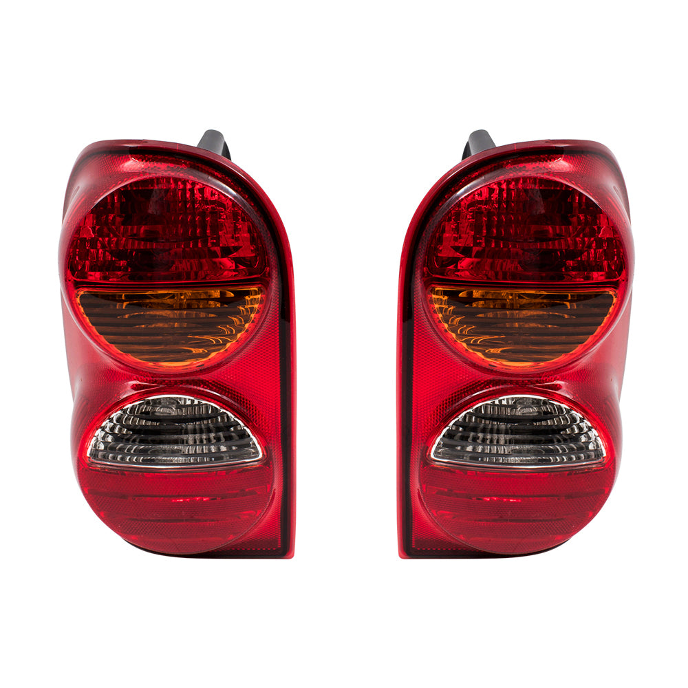 Brock Replacement Set Driver and Passenger Tail Lights with Harness and Bulb Sockets Compatible with 2002-2004 Liberty 55155829AH 55155828AH