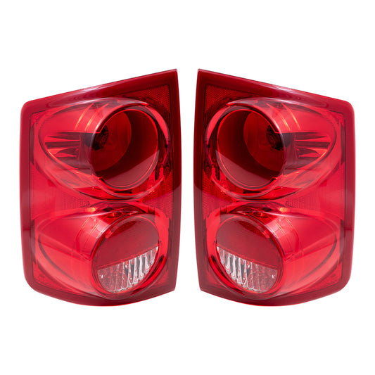 Brock Replacement Set Driver and Passenger Tail Lights Compatible with 2005-2011 Dakota Pickup Truck 55077605AC 55077604AC