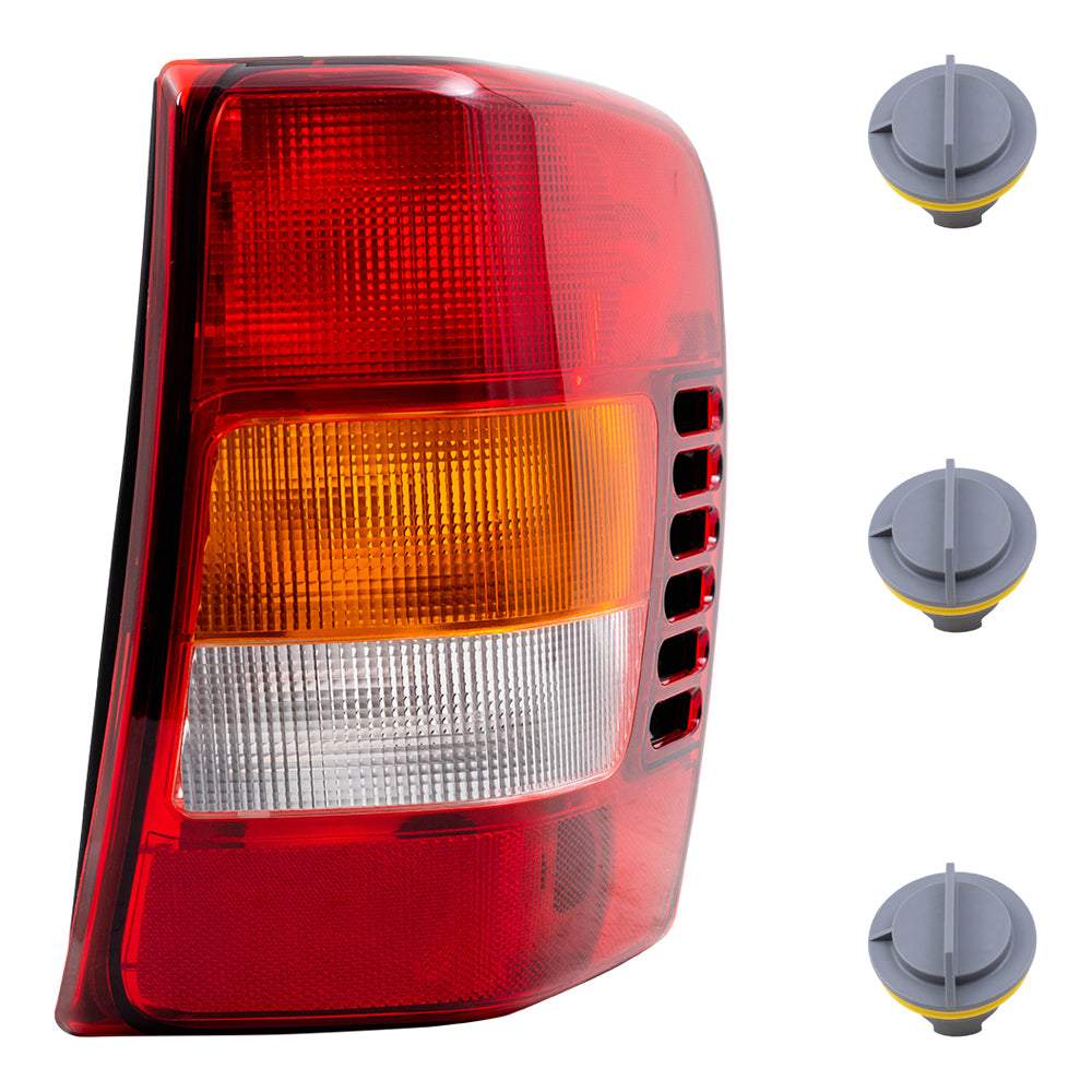Brock Replacement Passenger Side Tail Light Unit with Circuit Board and Tail Light Bulb Sockets without Bulbs 4 Piece Set Compatible with 2002-2004 Grand Cherokee