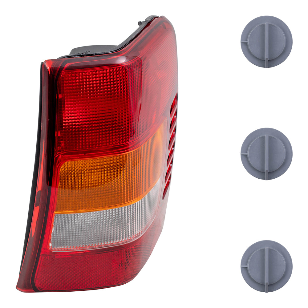 Brock Replacement Passenger Side Tail Light Unit with Circuit Board and Tail Light Bulb Sockets without Bulbs 4 Piece Set Compatible with 2002-2004 Grand Cherokee