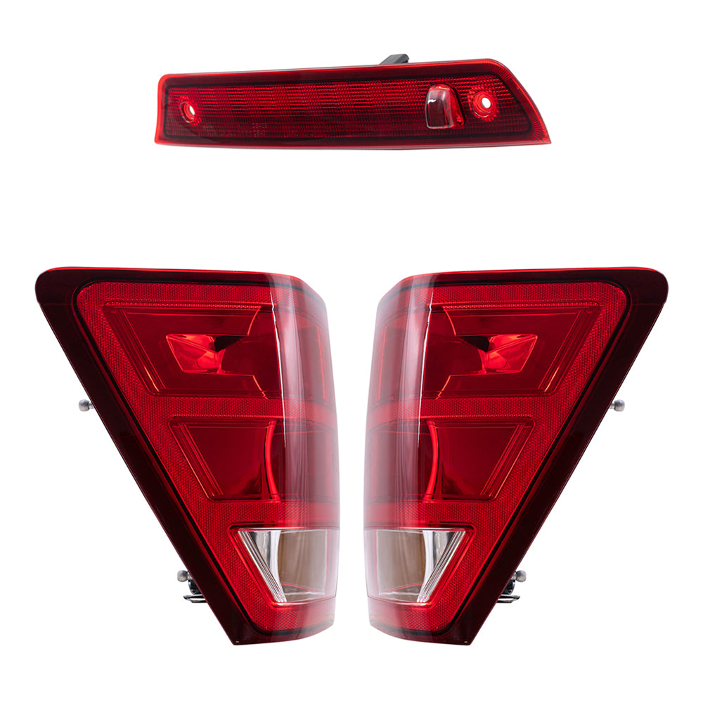 Brock Replacement Driver and Passenger Side Tail Light Units & 3rd Brake Light 3 Piece Set Compatible with 2005-2006 Jeep Grand Cherokee