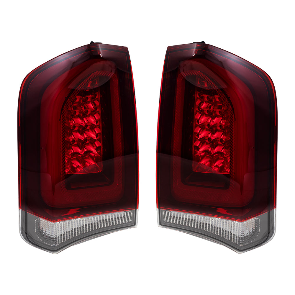 Brock Replacement Set Driver and Passenger Tail Lights with Black Trim Compatible with 2015-2019 300