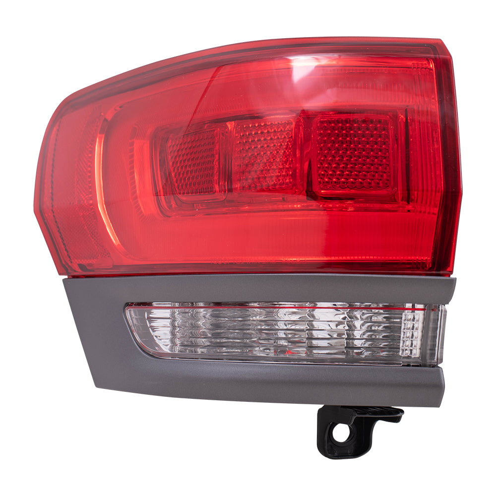 Brock Replacement Driver Side Tail Light Assembly with Gray Bezel without Platinum Insert Body Mounted Compatible with 14-20 Grand Cherokee