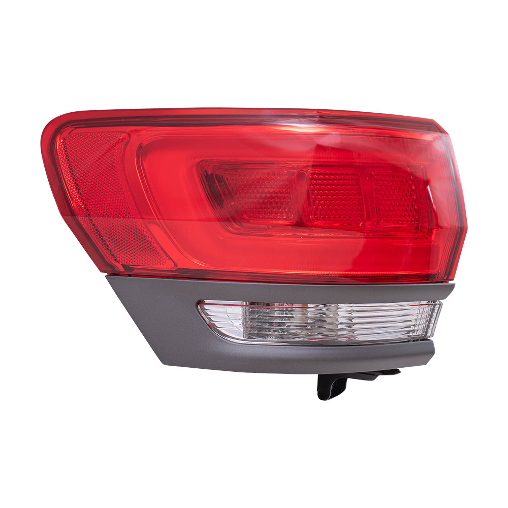 Brock Replacement Driver Side Tail Light Assembly with Gray Bezel without Platinum Insert Body Mounted Compatible with 14-20 Grand Cherokee