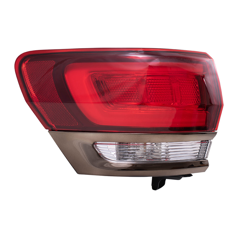 Brock Replacement Driver Side Tail Light Assembly with Silver Bezel without Platinum Insert Body Mounted Compatible with 14-20 Grand Cherokee